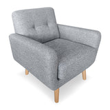 Sarantino Light Grey 6-Seater Linen Sofa Set
