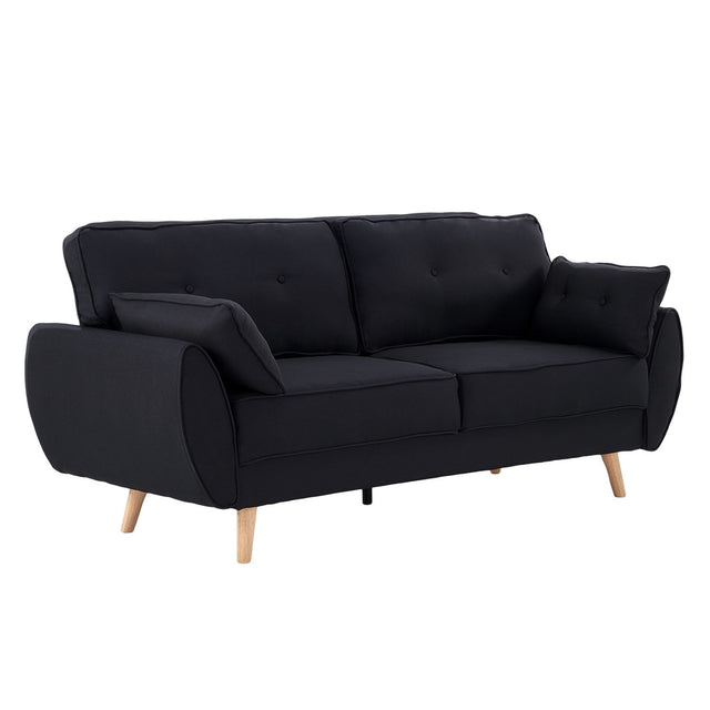 Sarantino Black Modular Linen Sofa Bed — 3-Seater, Contemporary Design — Allure Home Collections