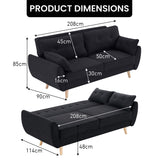 Sarantino Black Modular Linen Sofa Bed — 3-Seater, Contemporary Design — Allure Home Collections