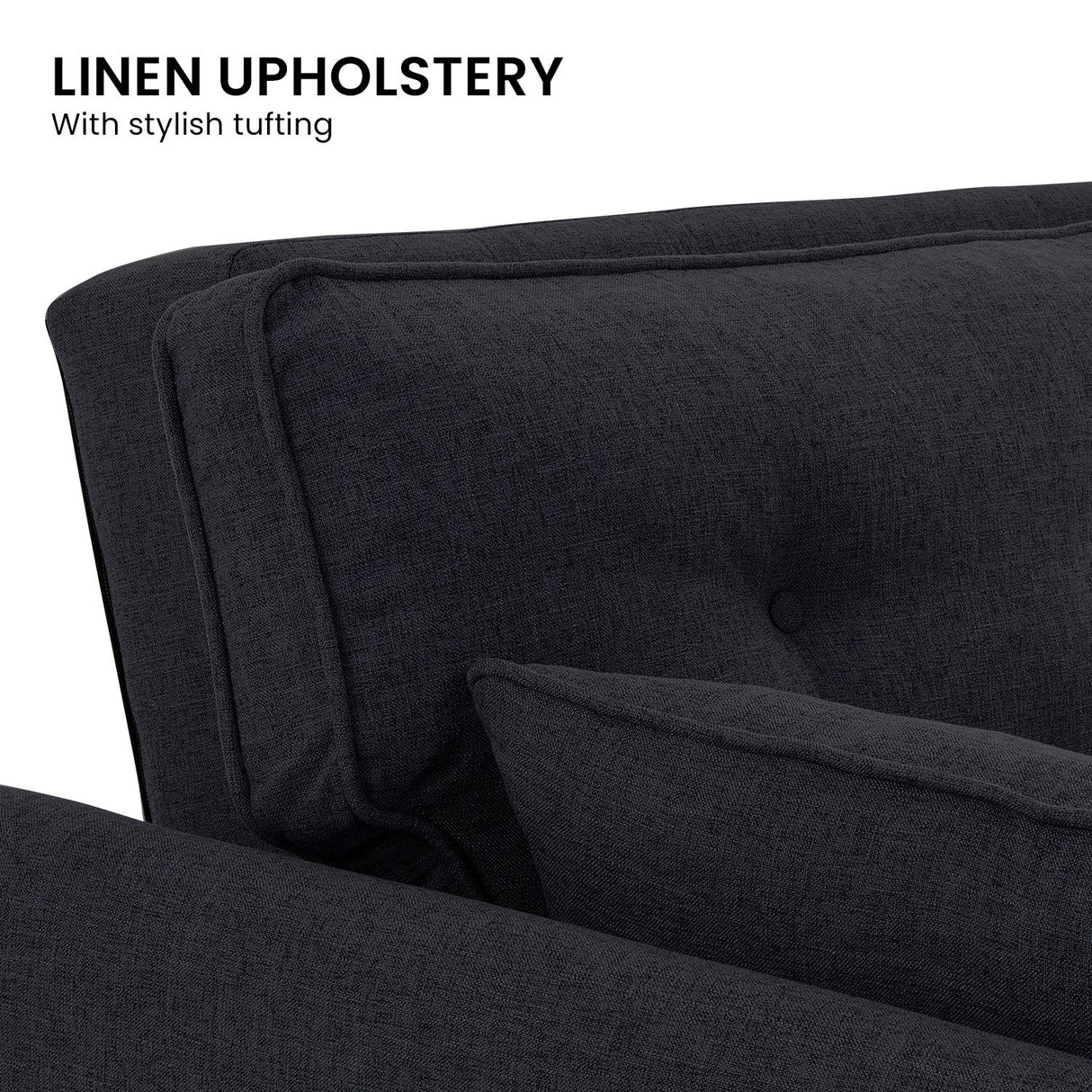 Sarantino Black Modular Linen Sofa Bed — 3-Seater, Contemporary Design — Allure Home Collections