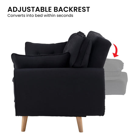 Sarantino Black Modular Linen Sofa Bed — 3-Seater, Contemporary Design — Allure Home Collections