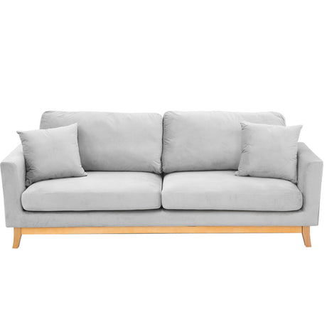 Sarantino 3-Seater Faux Velvet Sofa Bed — Light Grey, Extra-Thick Cushioning — Allure Home Collections