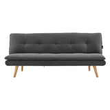 Sarantino 3-Seater Linen Sofa Bed with Curved Design — Dark Grey, Wooden Legs — Allure Home Collections
