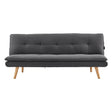 Sarantino 3-Seater Linen Sofa Bed with Curved Design — Dark Grey, Wooden Legs — Allure Home Collections