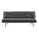 Sarantino 3-Seater Linen Sofa Bed with Curved Design — Dark Grey, Wooden Legs — Allure Home Collections