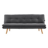 Sarantino 3-Seater Linen Sofa Bed with Curved Design — Dark Grey, Wooden Legs — Allure Home Collections