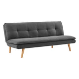 Sarantino 3-Seater Linen Sofa Bed with Curved Design — Dark Grey, Wooden Legs — Allure Home Collections
