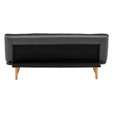 Sarantino 3-Seater Linen Sofa Bed with Curved Design — Dark Grey, Wooden Legs — Allure Home Collections