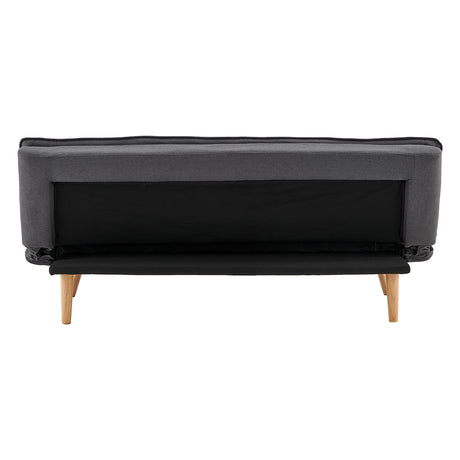 Sarantino 3-Seater Linen Sofa Bed with Curved Design — Dark Grey, Wooden Legs — Allure Home Collections
