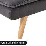 Sarantino 3-Seater Linen Sofa Bed with Curved Design — Dark Grey, Wooden Legs — Allure Home Collections