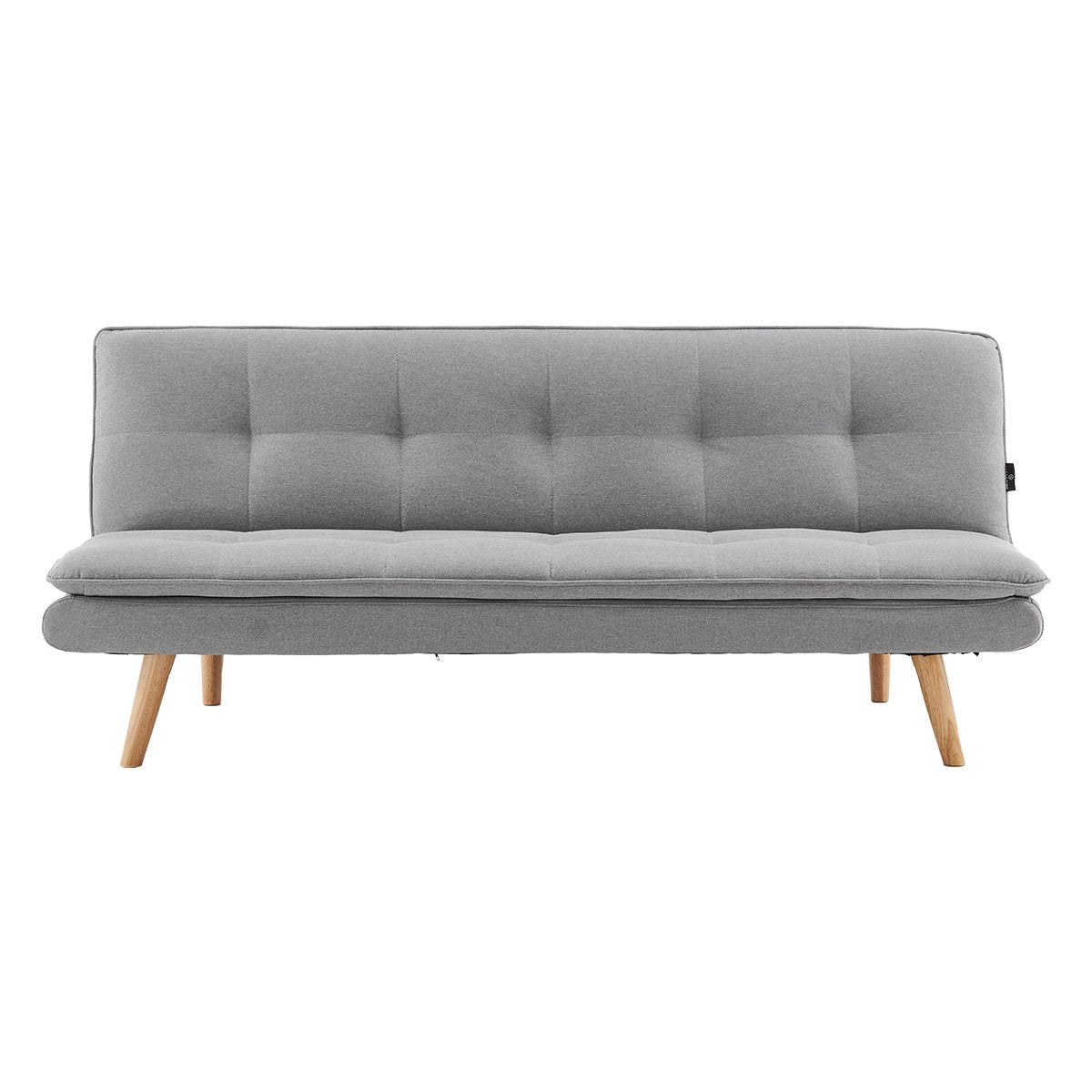 Sarantino 3-Seater Linen Sofa Bed with Curved Design — Dark Grey, Wooden Legs — Allure Home Collections