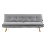 Sarantino 3-Seater Linen Sofa Bed with Curved Design — Dark Grey, Wooden Legs — Allure Home Collections