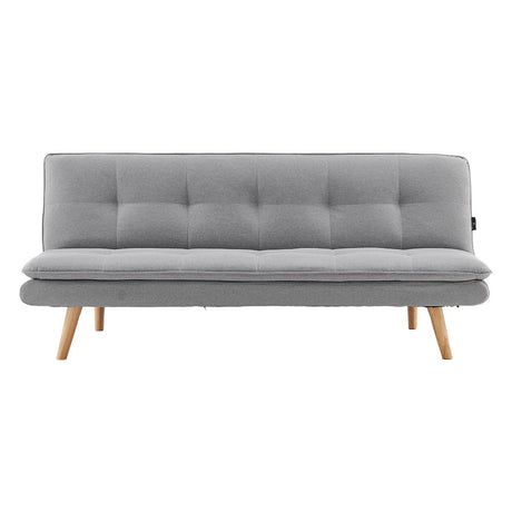 Sarantino 3-Seater Linen Sofa Bed with Curved Design — Dark Grey, Wooden Legs — Allure Home Collections