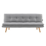 Sarantino 3-Seater Linen Sofa Bed with Curved Design — Dark Grey, Wooden Legs — Allure Home Collections