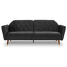 Sarantino Faux Velvet Tufted Convertible Sofa Bed — Brown, Wooden Legs — Allure Home Collections