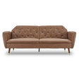 Sarantino Faux Velvet Tufted Convertible Sofa Bed — Brown, Wooden Legs — Allure Home Collections