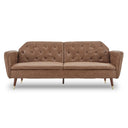 Sarantino Faux Velvet Tufted Convertible Sofa Bed — Brown, Wooden Legs — Allure Home Collections