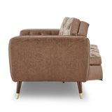 Sarantino Faux Velvet Tufted Convertible Sofa Bed — Brown, Wooden Legs — Allure Home Collections