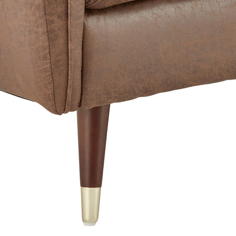 Sarantino Faux Velvet Tufted Convertible Sofa Bed — Brown, Wooden Legs — Allure Home Collections