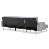 Sarantino 3-Seater Corner Sofa Bed - Light Grey