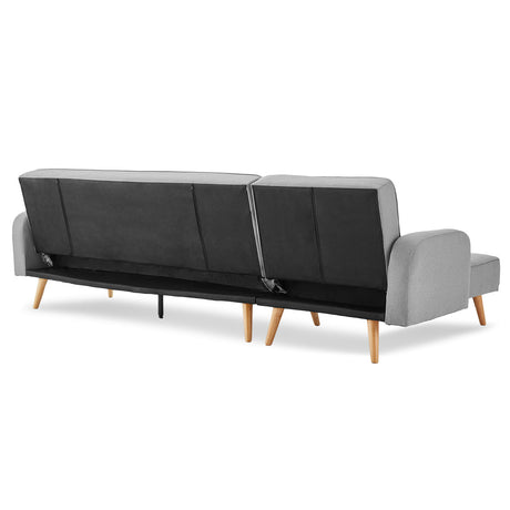 Sarantino 3-Seater Corner Sofa Bed - Light Grey