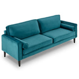 Sarantino Elegant Blue Faux Velvet Sofa Bed