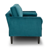 Sarantino Elegant Blue Faux Velvet Sofa Bed