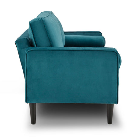 Sarantino Elegant Blue Faux Velvet Sofa Bed