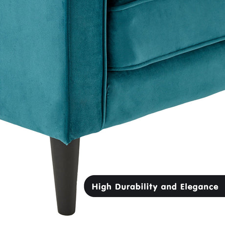 Sarantino Elegant Blue Faux Velvet Sofa Bed