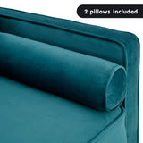 Sarantino Elegant Blue Faux Velvet Sofa Bed