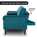 Sarantino Elegant Blue Faux Velvet Sofa Bed