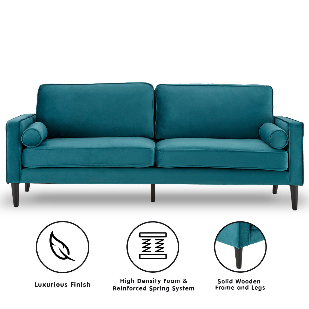 Sarantino Elegant Blue Faux Velvet Sofa Bed