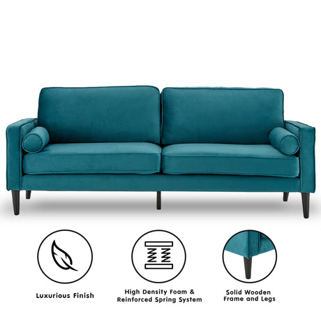 Sarantino Elegant Blue Faux Velvet Sofa Bed