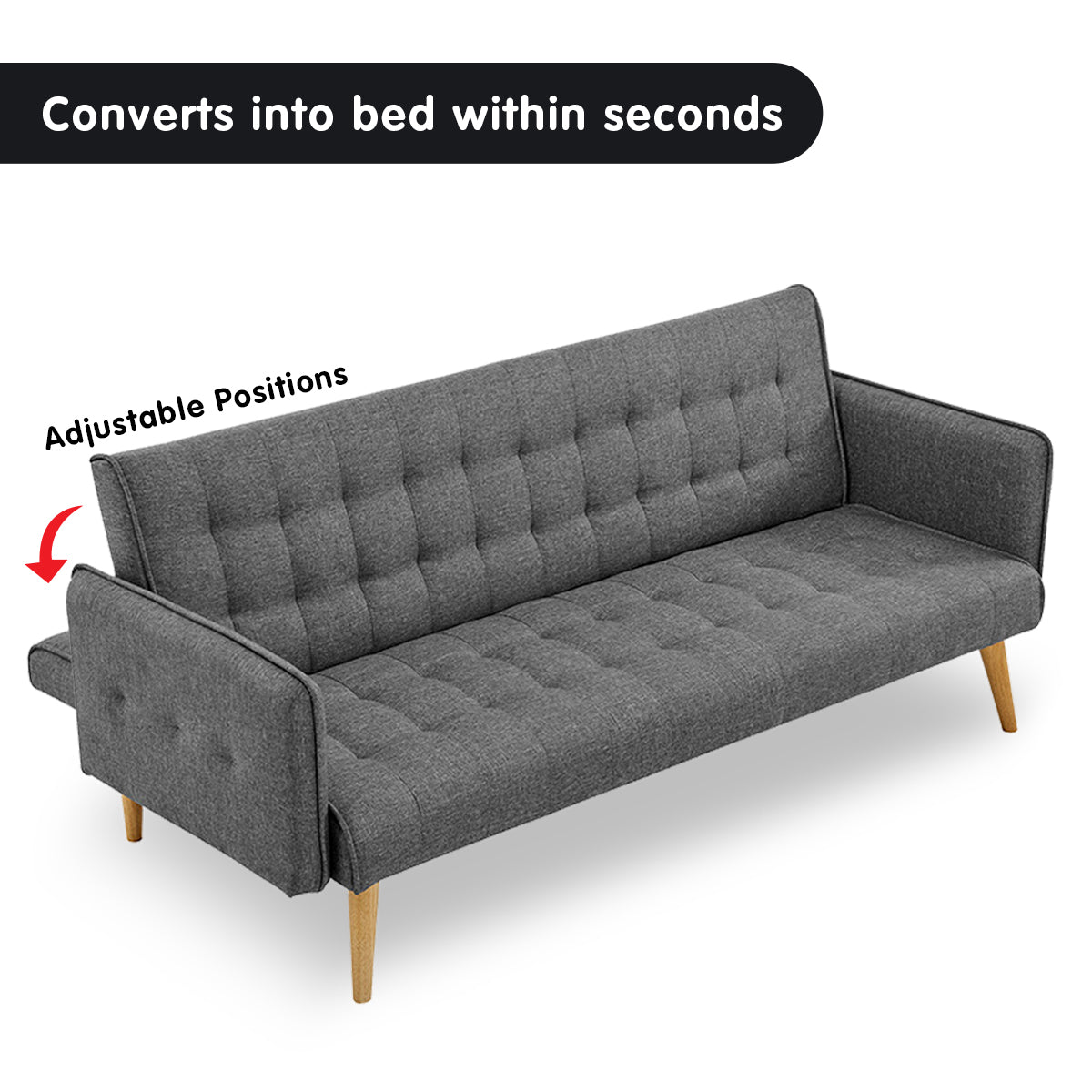 Sarantino Grey 3-Seater Modular Sofa Bed