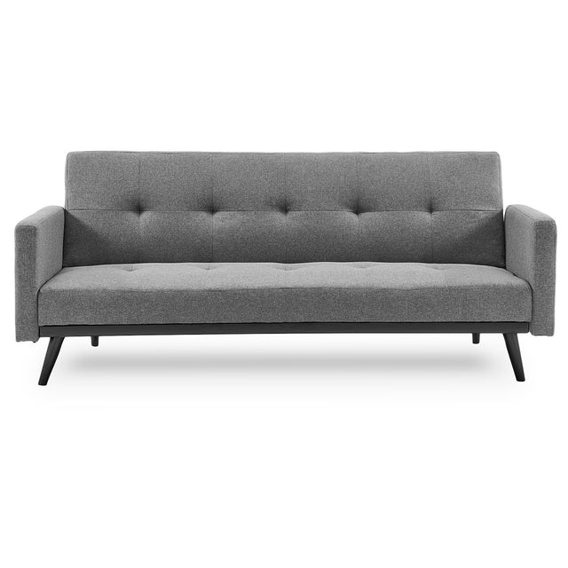 Sarantino Tufted Faux Linen 3-Seater Sofa Bed with Armrests — Light Grey — Allure Home Collections