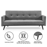 Sarantino Tufted Faux Linen 3-Seater Sofa Bed with Armrests — Light Grey — Allure Home Collections