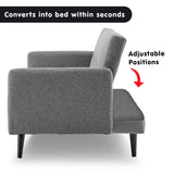 Sarantino Tufted Faux Linen 3-Seater Sofa Bed with Armrests — Light Grey — Allure Home Collections