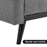 Sarantino Tufted Faux Linen 3-Seater Sofa Bed with Armrests — Light Grey — Allure Home Collections