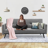 Sarantino Tufted Faux Linen 3-Seater Sofa Bed with Armrests — Light Grey — Allure Home Collections