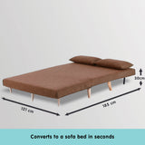 Sarantino 2-Seater Adjustable Sofa Bed - Brown
