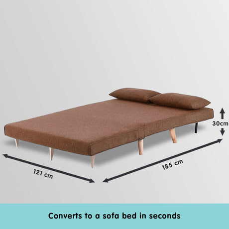 Sarantino 2-Seater Adjustable Sofa Bed - Brown