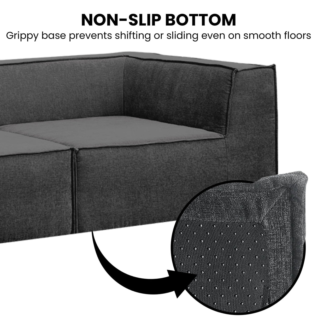 Sarantino NOVI 3-Seater Modular Sofa with Ottoman — Black, Non-Slip Base — Allure Home Collections