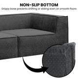 Sarantino NOVI 3-Seater Modular Sofa with Ottoman — Black, Non-Slip Base — Allure Home Collections