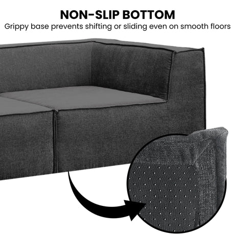 Sarantino NOVI 3-Seater Modular Sofa with Ottoman — Black, Non-Slip Base — Allure Home Collections