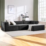 Sarantino NOVI 3-Seater Modular Sofa with Ottoman — Black, Non-Slip Base — Allure Home Collections