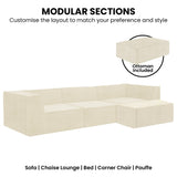 Sarantino NOVI 3-Seater Modular Sofa with Ottoman — Cream, Non-Slip Base — Allure Home Collections