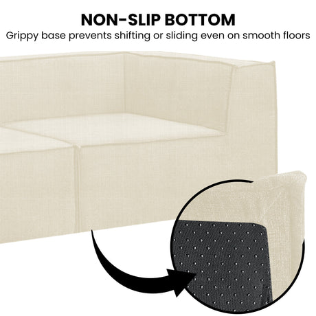 Sarantino NOVI 3-Seater Modular Sofa with Ottoman — Cream, Non-Slip Base — Allure Home Collections