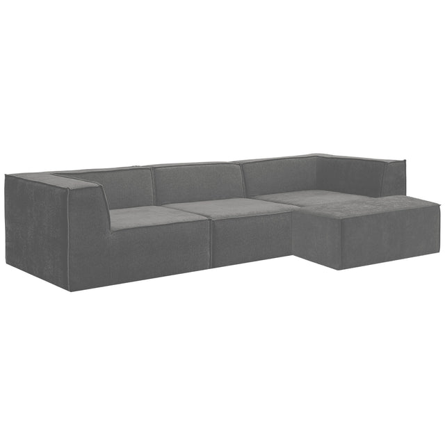 Sarantino NOVI 3-Seater Modular Sofa with Ottoman — Grey, Non-Slip Base — Allure Home Collections