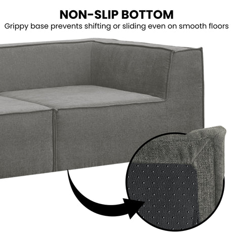 Sarantino NOVI 3-Seater Modular Sofa with Ottoman — Grey, Non-Slip Base — Allure Home Collections