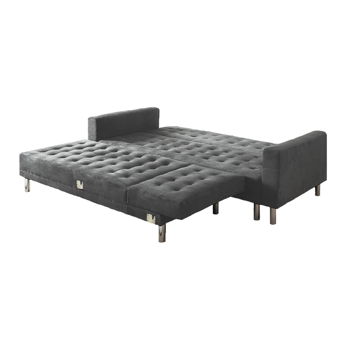 Sarantino Grey Faux Velvet Corner Sofa Bed